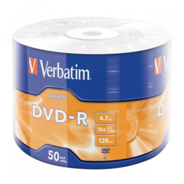 Verbatim DVD-R 16x 4.7GB DataLife 50pcs Matt Silver Spindle Wrap